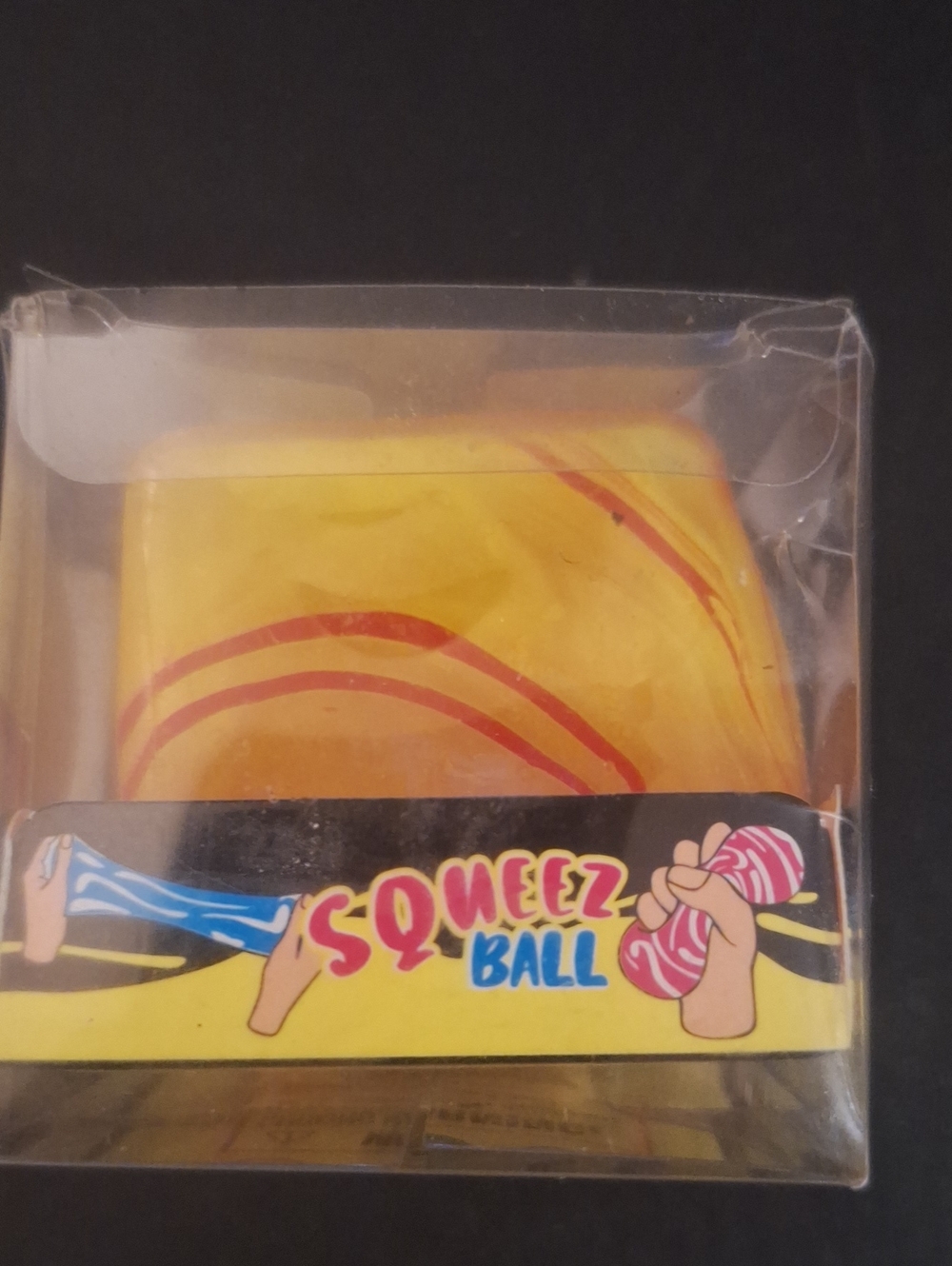 Squeeze Ball Stress Toy - Yellow with Red Swirl